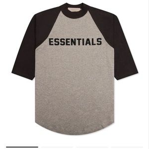 ESSENTIAL Kids Grey Three-Quarter Sleeve Baseball T-Shirt